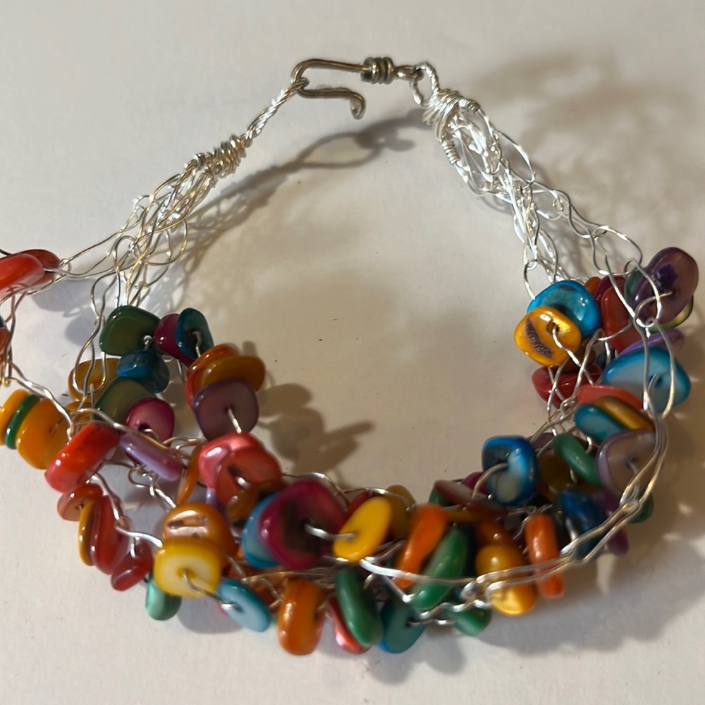 NWOT Handcrafted Multi-Colored Wired Bead Bracelet